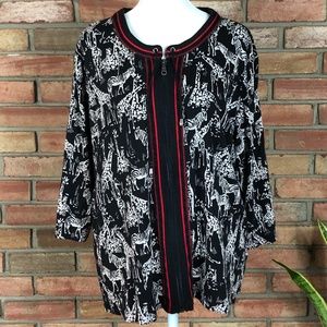 Christopher and Banks Playful Giraffe and Zebra Print Zip Up Jacket